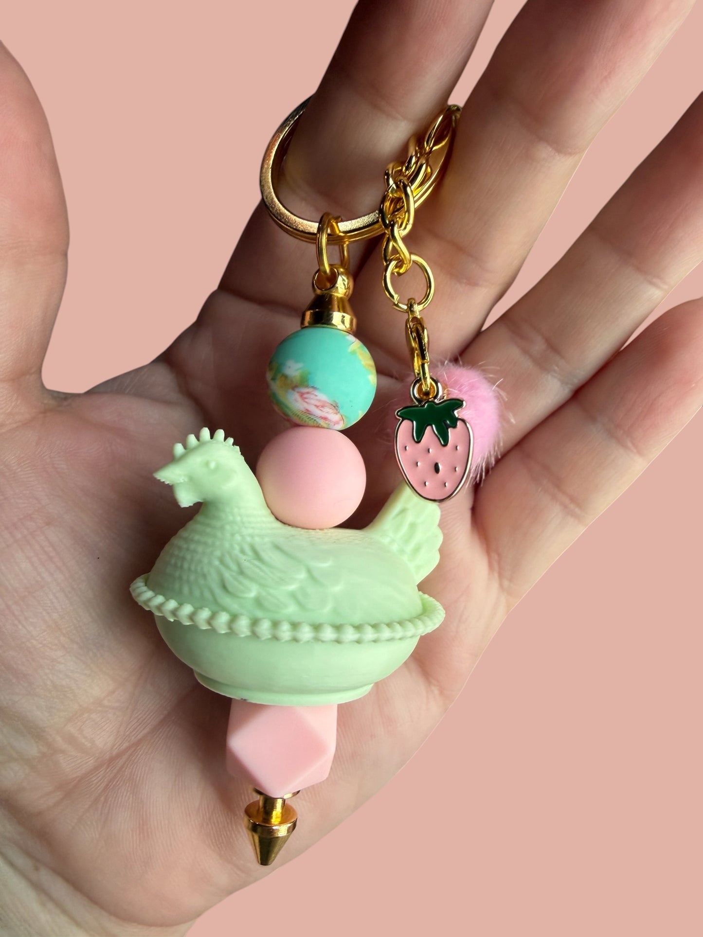 Indiana Inspired Hen on Nest Keychain/Bag Charm