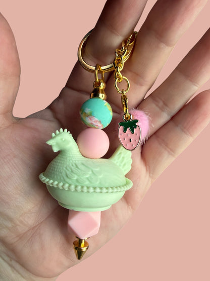 Indiana Inspired Hen on Nest Keychain/Bag Charm