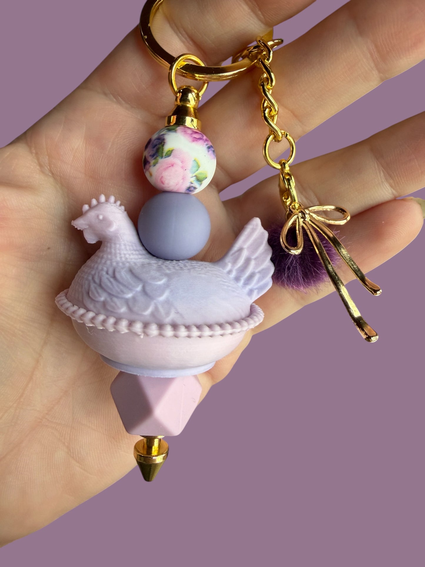 Indiana Inspired Hen on Nest Keychain/Bag Charm