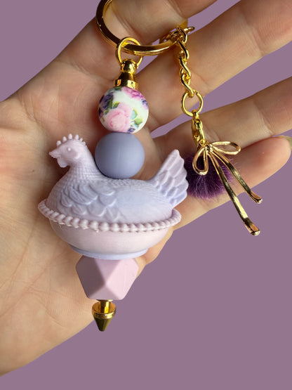 Indiana Inspired Hen on Nest Keychain/Bag Charm