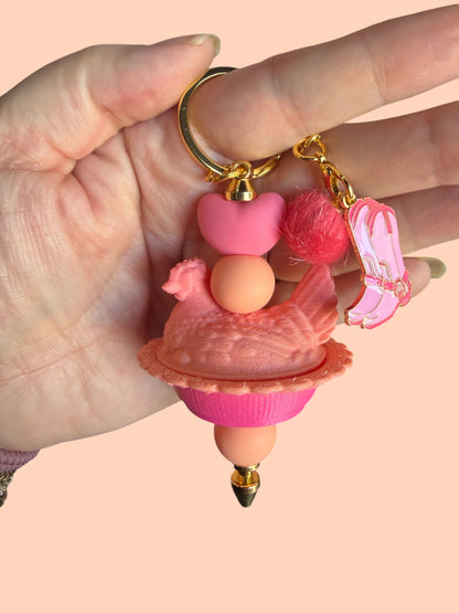 Mosser Inspired Hen on Nest Keychain/Bag Charm