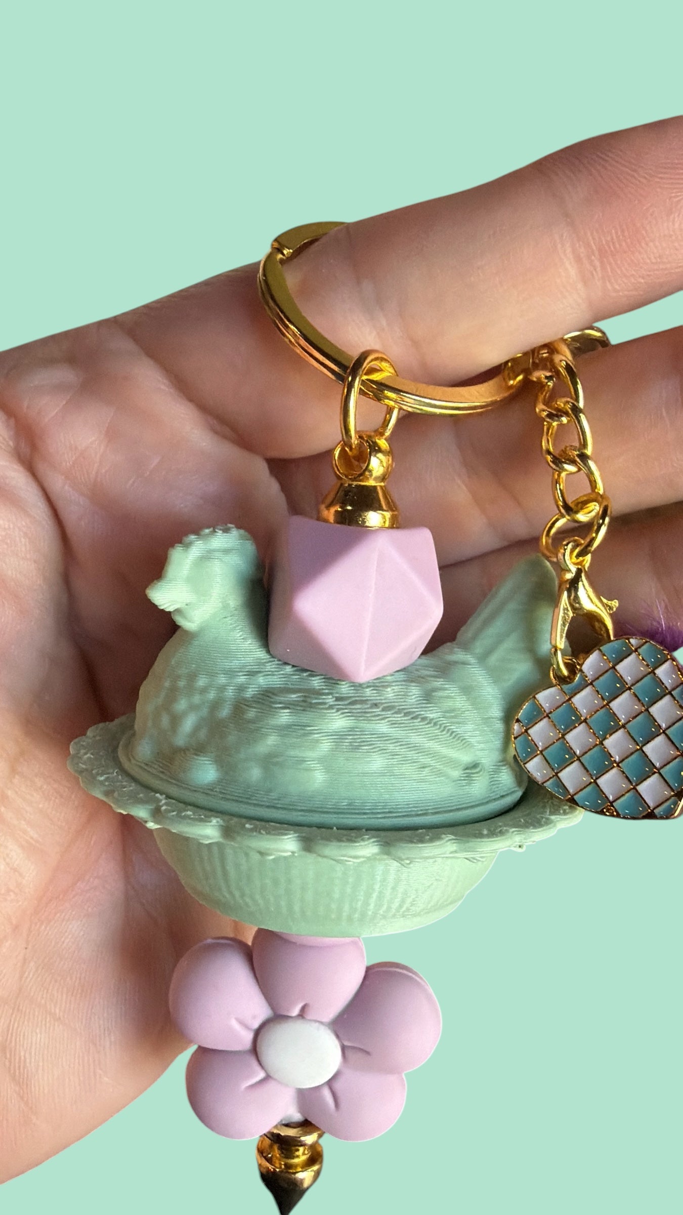 Mosser Inspired Hen on Nest Keychain/Bag Charm